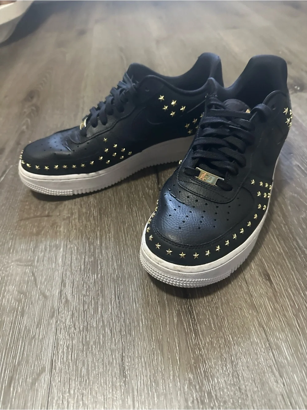Nike Air Force 1 07 XX GOLD Studded Black White AR0639 001 Women 11.5 Shoes